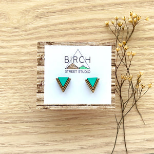 "Raleigh" - Triangle studs - Mint Green
