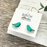 Bird Earrings - Wooden Bird Earrings - Nature Earrings - Bird Stud Earrings | Nickel Free