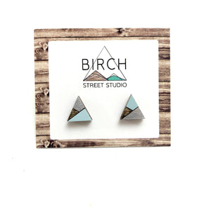 Triangle Earrings Wood / Triangle Stud Earrings / Mismatched Earrings / Geometric Jewelry / Statement Earrings | Nickel Free