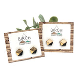 Black and Gold Geometric Earrings, Hexagon Earrings, Wooden Stud Earrings, Geometric Wooden Jewelry | Nickel Free
