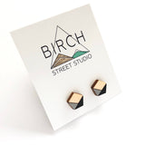 Geometric Earrings, Grey and Black Earrings, Gifts for Her, Birthday Gift, Hexagon Stud Earrings | Nickel Free