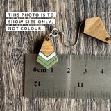 Boho Chevron Wood Dangle Earrings- Grey Pink & Silver