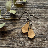 Boho Wooden Dangle Earrings | Geometric Wood | Moss Green | Trendy Lightweight Earrings | Girlfriend Gift Idea | Nickel Free