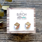 Rose Gold Geometric Earring | Wood Stud Earrings | Hexagon Stud Earrings | Pentagon Earrings | Nickel Free