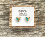 Triangle Earrings | Geometric Stud Earrings | Wood Earrings | Anniversary Gift | Modern Gift for Her |