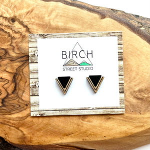 Wood Stud Earrings | Geometric Wooden Jewelry | Christmas Gift Idea | Hypoallergenic | Unique Trendy Modern |