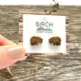 Brown Bear Earrings | Black Bear | Grizzly Bear | Wood Stud Earrings | Wildlife Nature Lover Gift for Her | Girlfriend Gift | Camping |