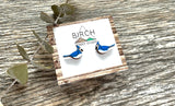 Blue Bird Earrings | Blue Jay Wood Studs | Nature Inspired Gift | Bird Watchers | Toronto | Spring Earrings | Summer Earrings | Bird Lover